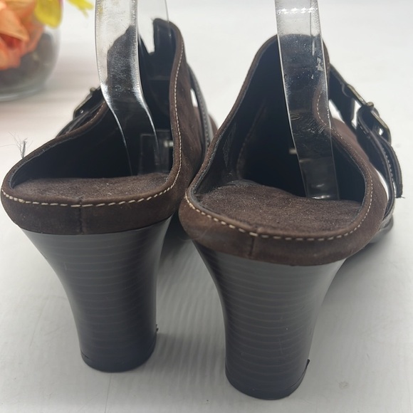 Bass & Co Brown Square Toe Mule Heels Size 9.5 CM4378 - Picture 4 of 8